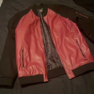 Burgundy & Black G by Guess Bomber Jacket